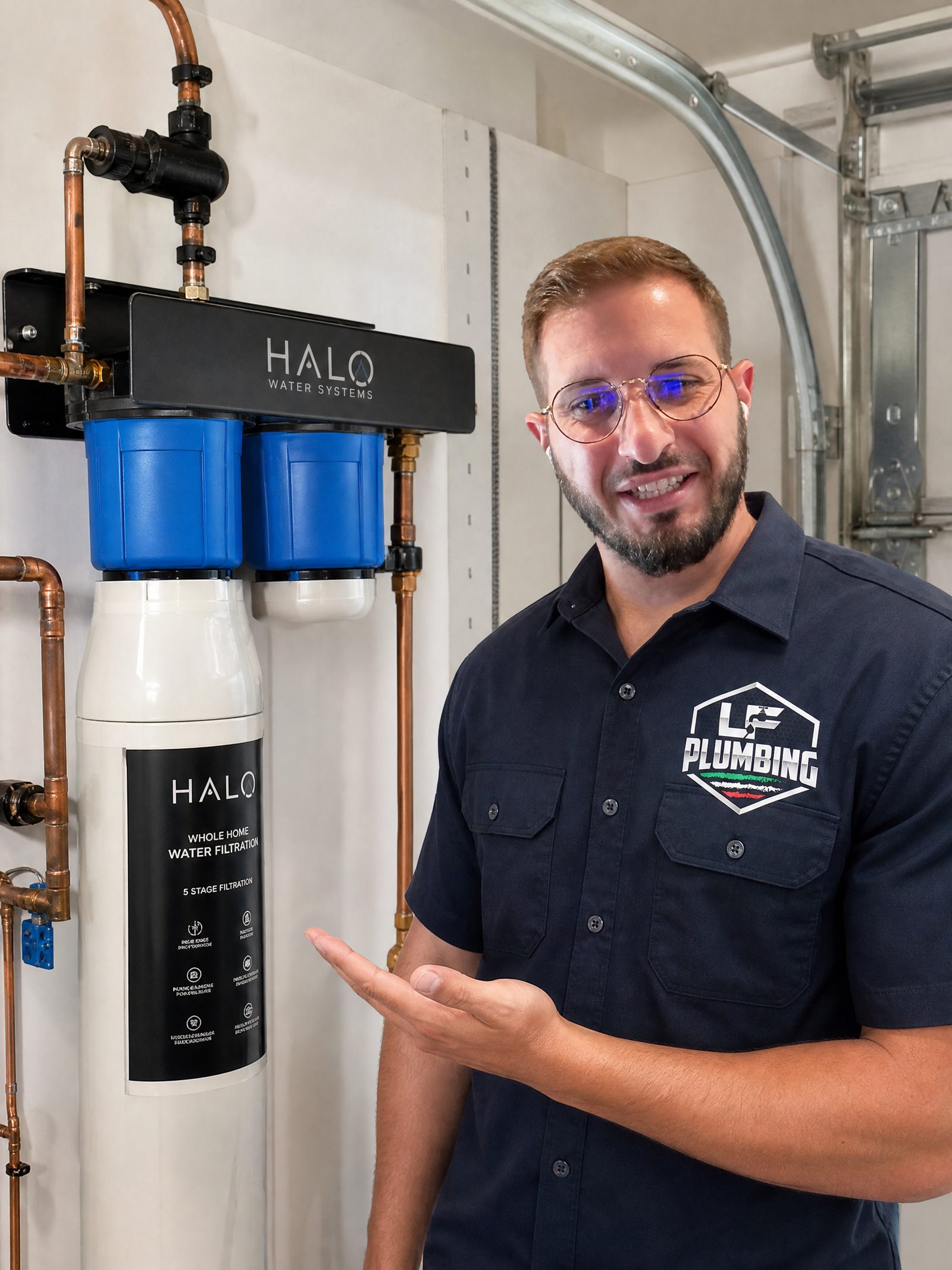 Luca Finizio presenting a HALO whole-home water filtration system in Simi Valley CA